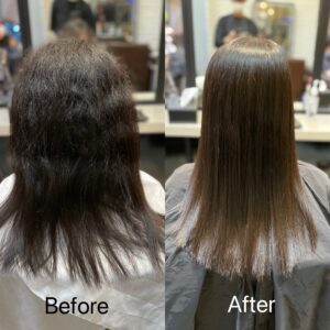 before and after signature straightbond rebonding at black hair salon